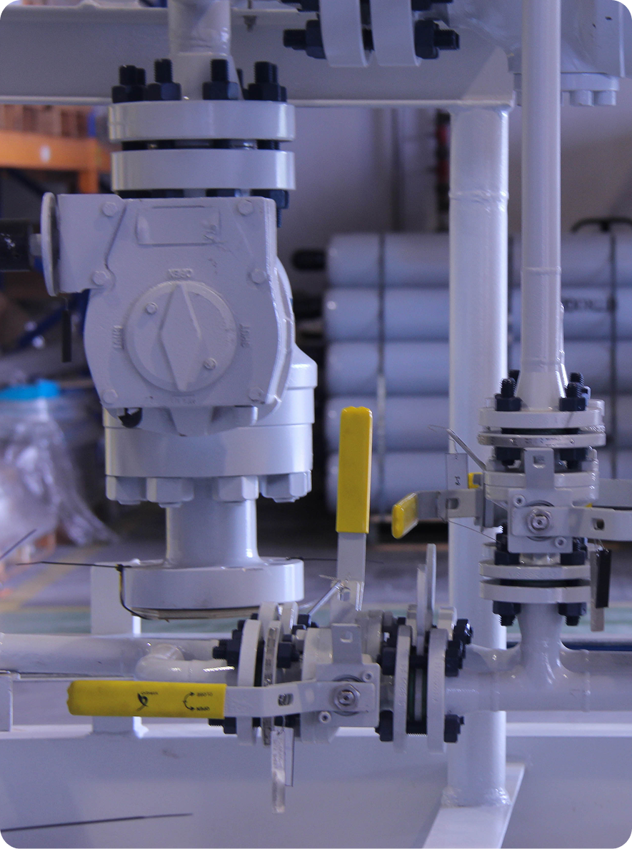White and yellow industrial equipment components