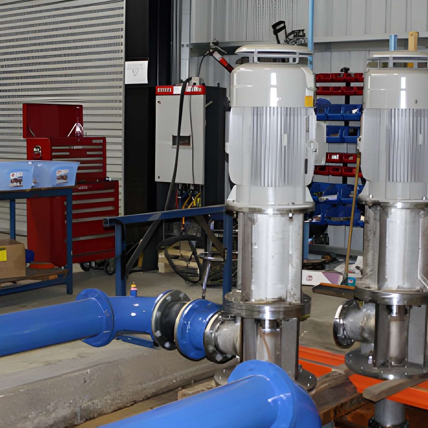 Workshop with large machinery